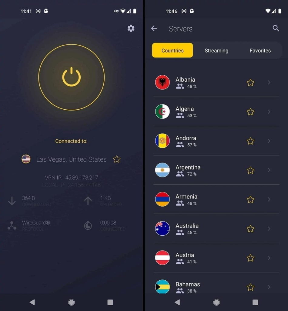Cyberghost VPN 7 các máy chủ khi sử dụng Cyberghost VPN