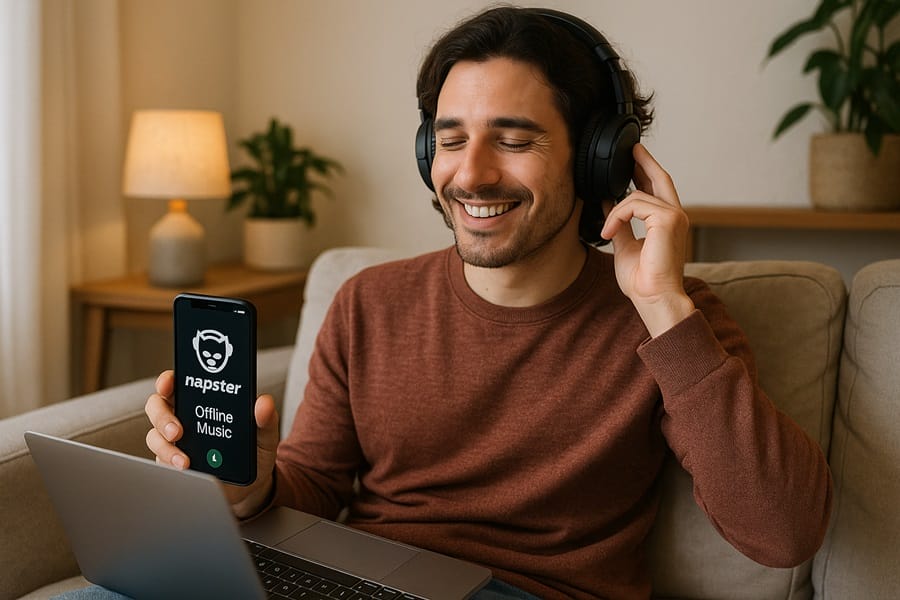 Trải nghiệm tuyệt vời với Napster Premier Người dùng hạnh phúc sử dụng tài khoản Napster Premier