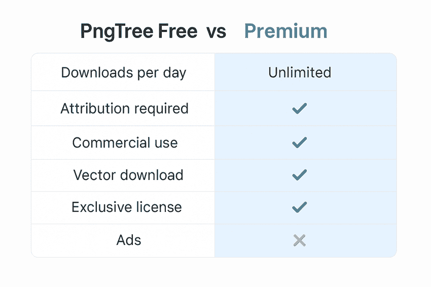 Bảng so sánh chi tiết giữa tài khoản PngTree Free và Premium Bảng so sánh chi tiết giữa tài khoản PngTree Free và Premium