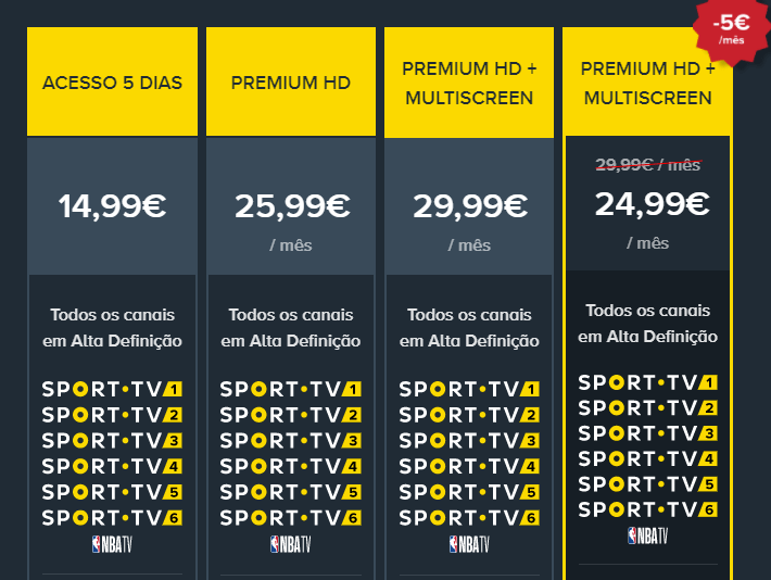 Gói tài khoản SportTV Premium