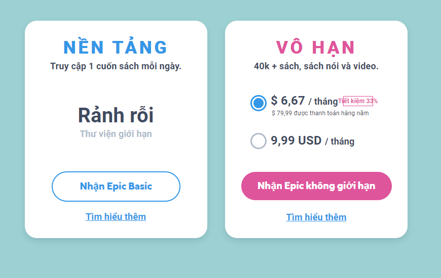 Tài khoản Epic! Kids Books 6 Sự khác nhau giữa tài khoản Epic! Kids Book trả phí và tài khoản free