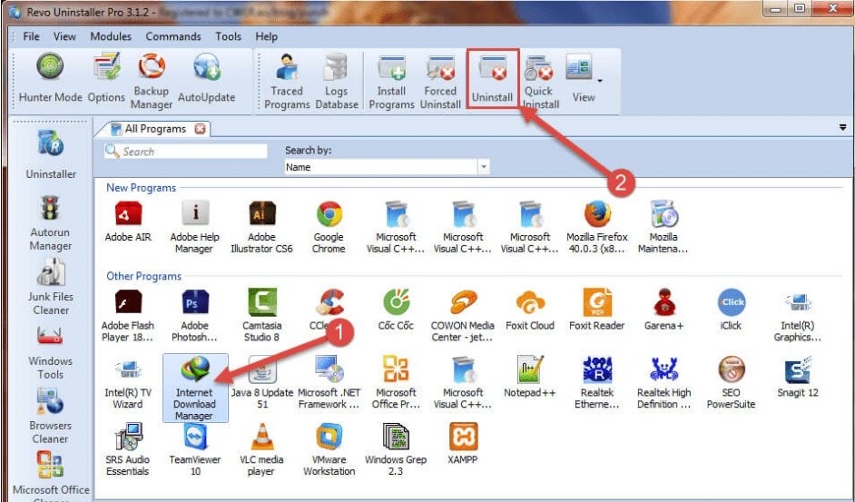 xóa phần mềm IDM