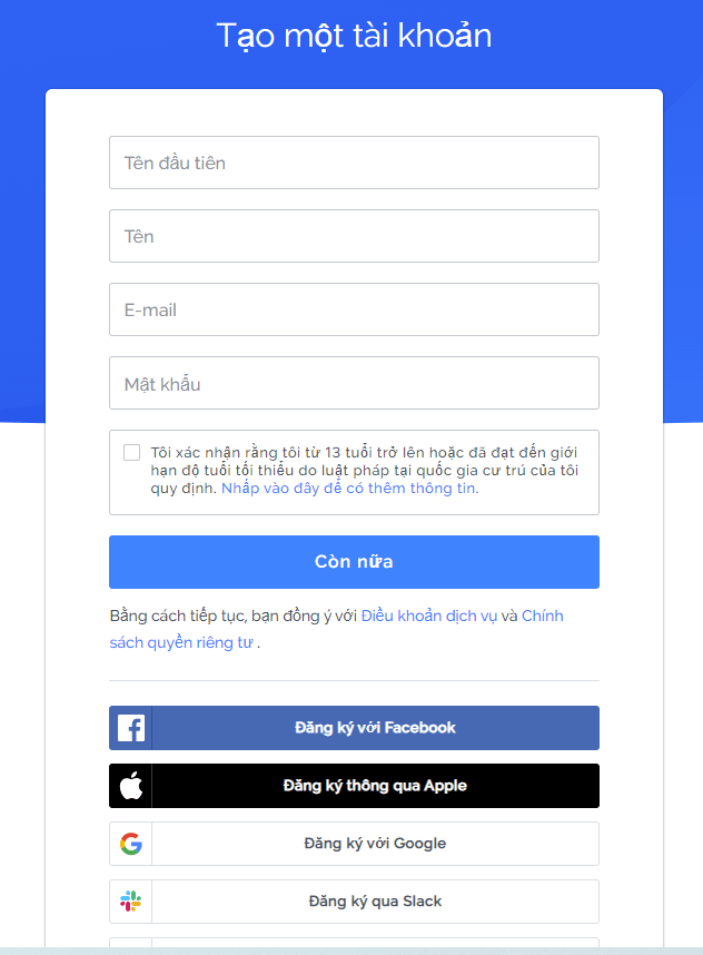 tạo tài khoản Prezi