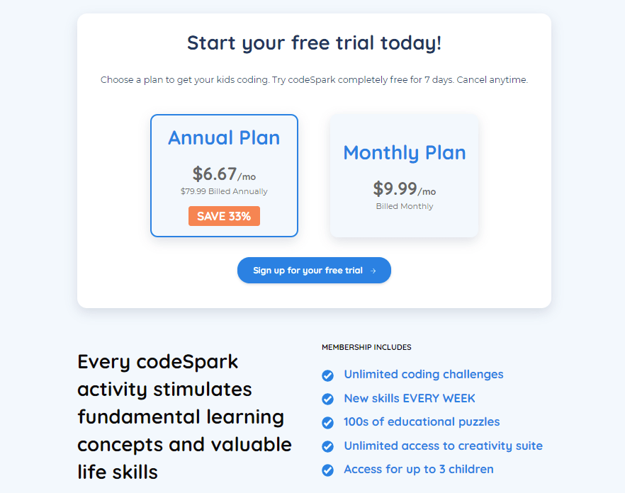Gói tài khoản CodeSpark 1