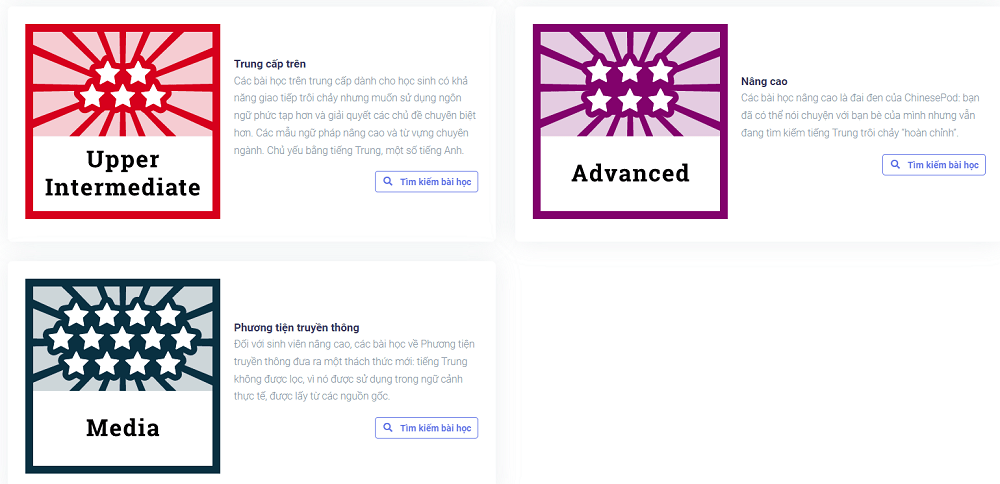 Cấp độ tài khoản ứng dụng Chinesepod 2