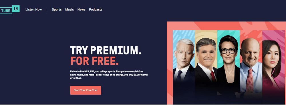 tài khoản TuneIn 1