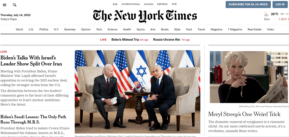 Top 3 tài khoản đọc báo online lớn nhất thế giới 6 Đọc báo Onine The Time New York