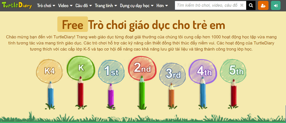 Trang web học tiếng anh Turtle Diary