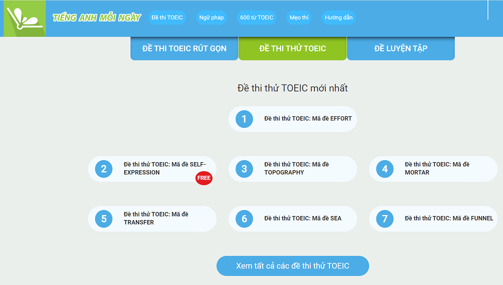 website luyện thi Toeic giá rẻ