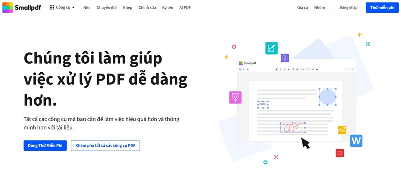 Phần mềm chỉnh sửa file PDF SmallPDF