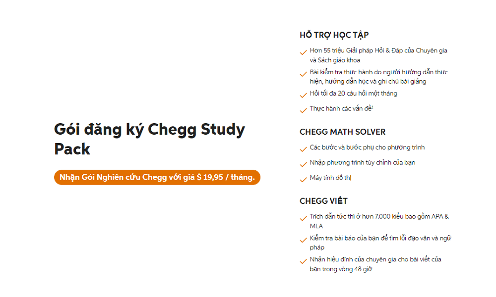 Nên mua gói tài khoản Chegg nào? 6 tài khoản Chegg Math Pack