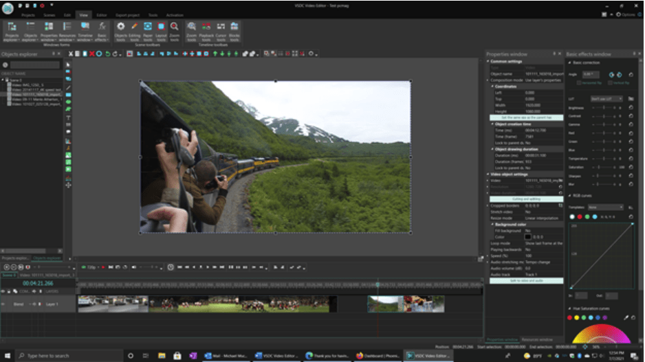 Giao diện phần mềm chỉnh sửa video VSDC