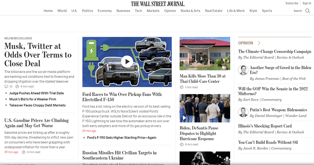 So sánh ứng dụng đọc báo điện tử: The New York Times và Bloomberg 6 tài khoản đọc báo Online The Wall Stress Journal