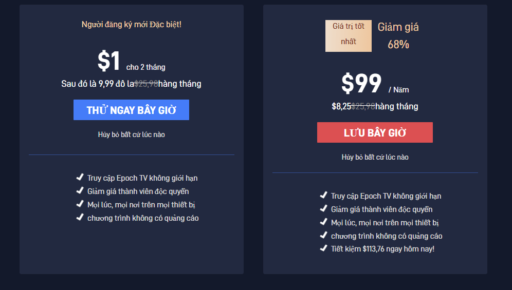 Tài khoản The Epoch Times Digital 13 Giá dịch vụ Epoch TV