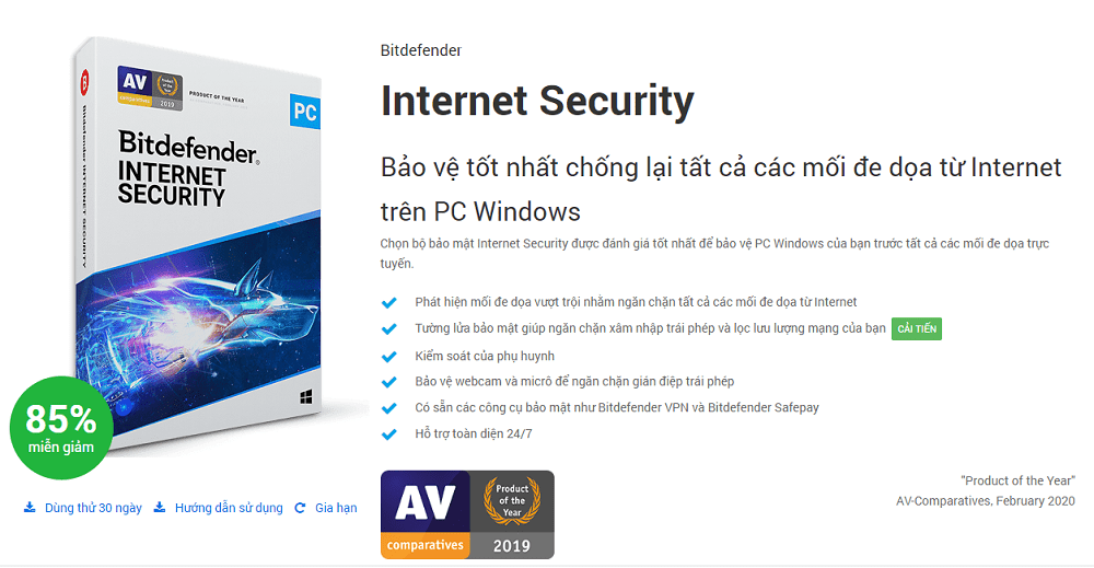 Công dụng của tài khoản Bitdefender Internet Security