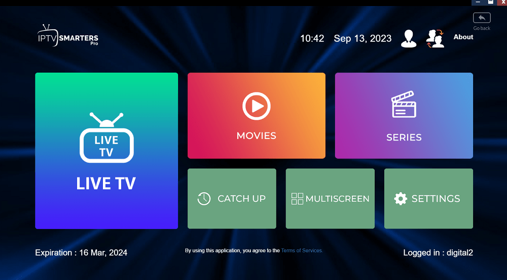 Giao diện trình phát iptv