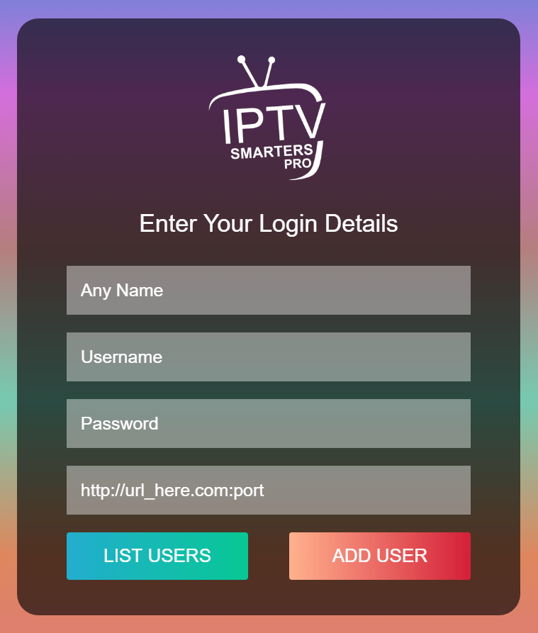 Nhập các thông tin iptv cần