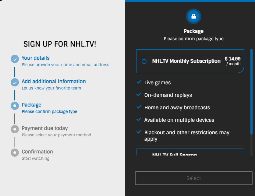 giá tài khoản nhl tv