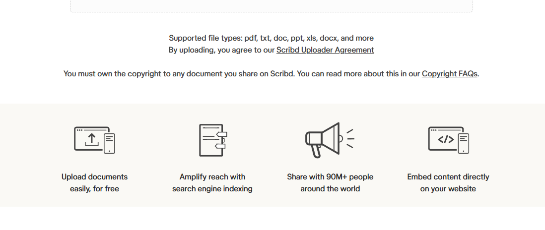 Chính sách upload tài liệu đa dạng của tài khoản Scribd