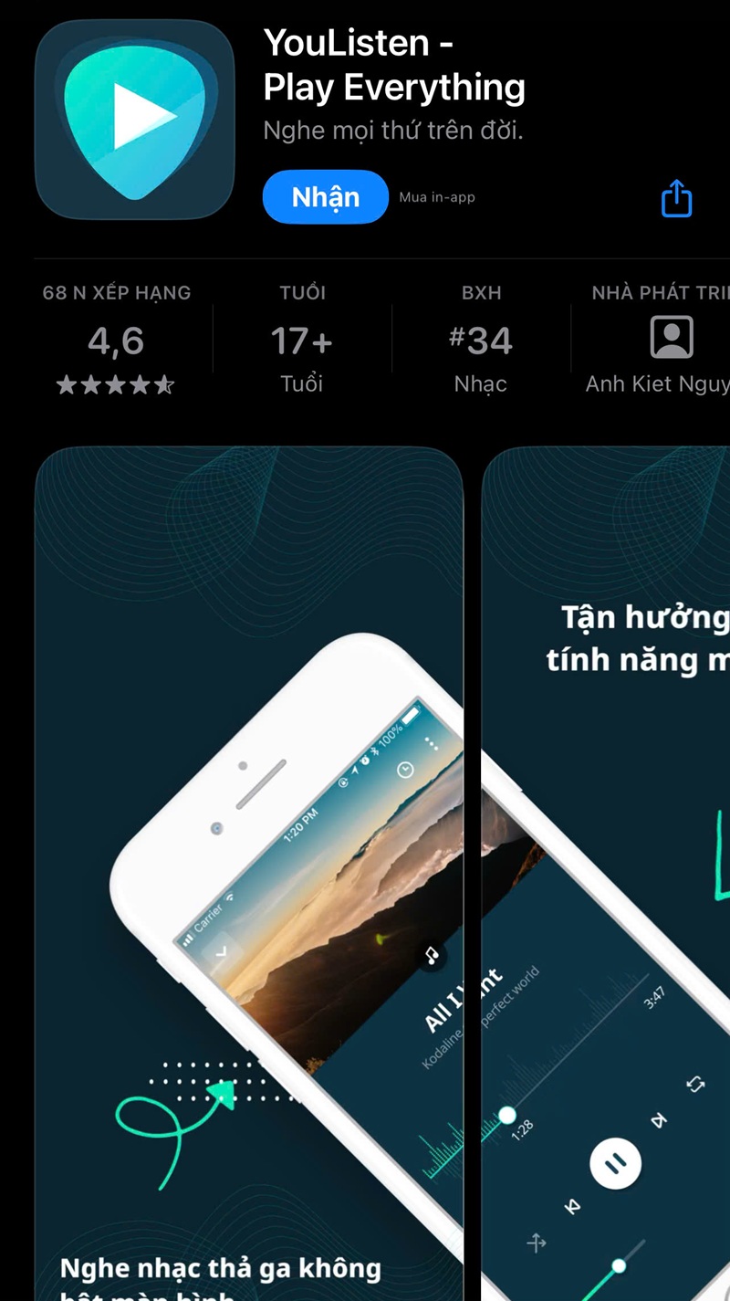 Ứng dụng nghe nhạc trên youtube khi tắt màn hình Youlisten