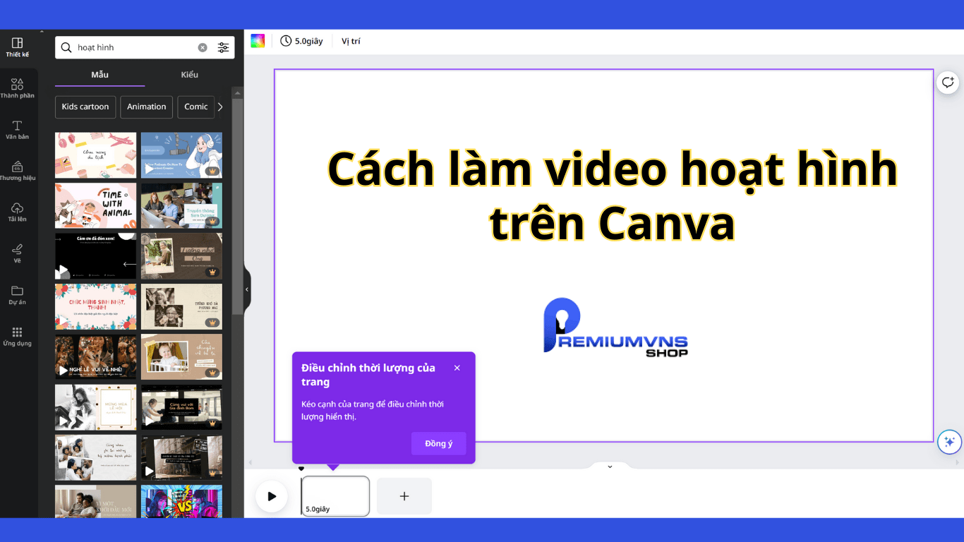cách làm video hoạt hình trên Canva