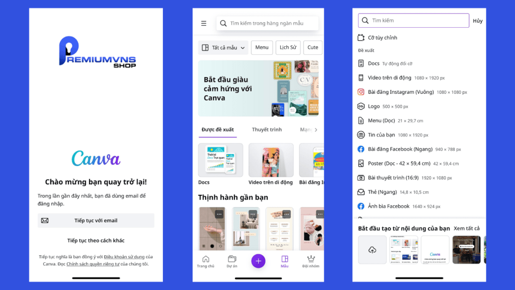 Cách sử dụng canva chỉnh sửa ảnh cực nhanh và đơn giản 10 Giao diện canva trên điện thoại