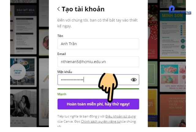 Cách sử dụng canva pro cho sinh viên miễn phí trong 1 bước 8 Bước 3: Điền email và thông tin cá nhân
