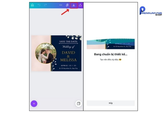 Cách sử dụng canva làm poster chuyên nghiệp, hút khách 20 Bước 7: nhấn vào biểu tượng tải xuống
