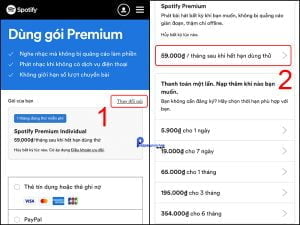Chọn thay đổi gói