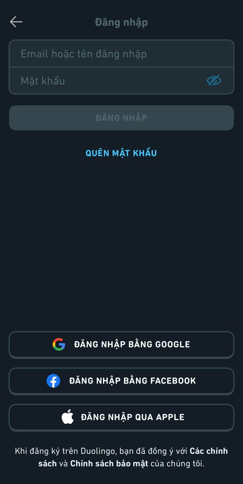 Đăng nhập tài khoản Duolingo trên điện thoại 