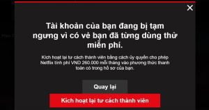 tài khoản netflix bị tạm ngưng