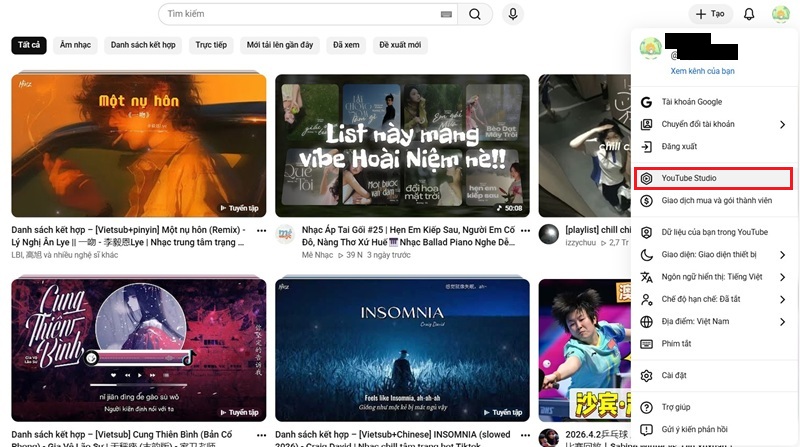 Cách đăng nhập YouTube Studio trên máy tính