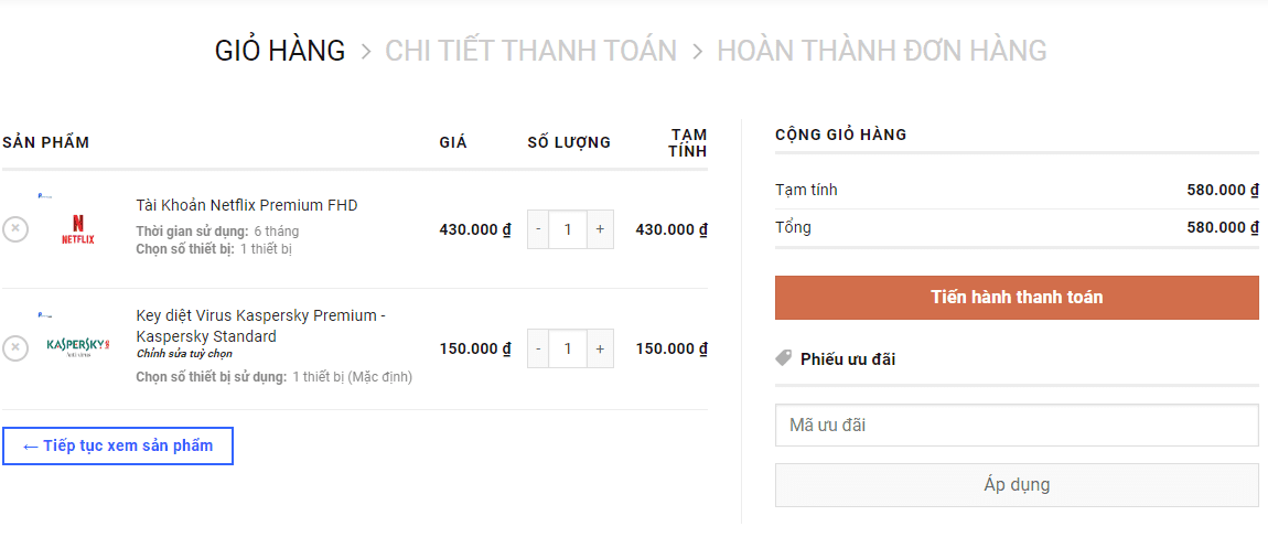 Hướng dẫn mua hàng và thanh toán tại PremiumVNS 3 Hướng dẫn thanh toán bước 3.1