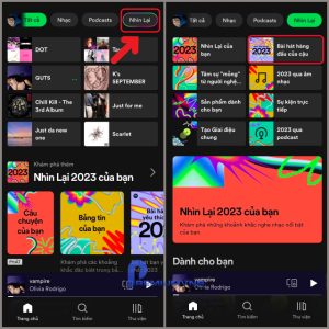 Bước 2: Tìm và chọn mục "Nhìn lại" trong ứng dụng Spotify