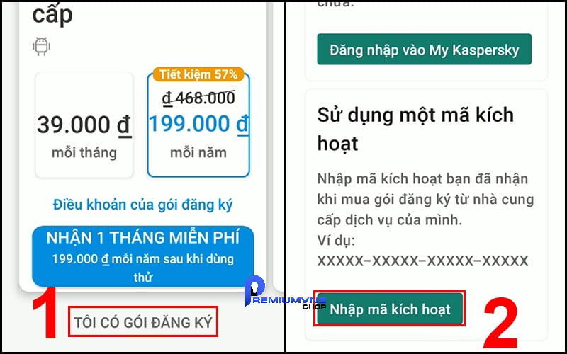Cách cài đặt phần mềm diệt Virus Kaspersky Internet Security 2024 chính hãng 24 Sau đó chọn "Nhập mã kích hoạt"