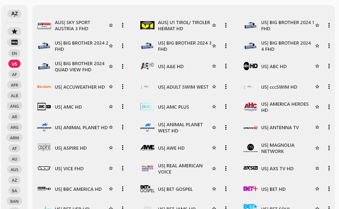 Gói dịch vụ stream IPTV Premier Saphire 10 danh sách các kênh iptv