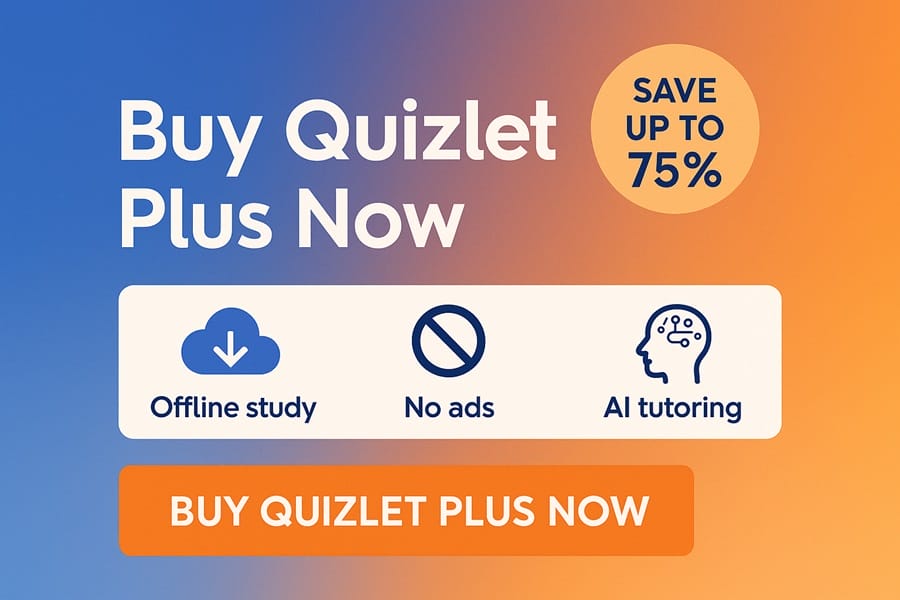 CTA Mua Quizlet Plus Mua tài khoản Quizlet Plus khuyến mãi tiết kiệm đến 75% với tính năng plus