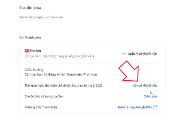 5 Cách huỷ gói Youtube Premium dùng thử hoặc trả phí đơn giản 18 Tiếp tục chọn hủy gói thành viên