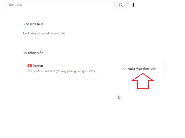 5 Cách huỷ gói Youtube Premium dùng thử hoặc trả phí đơn giản 17 Bước 2: Chọn Quản lý gói thành viên