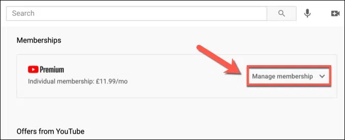5 Cách huỷ gói Youtube Premium dùng thử hoặc trả phí đơn giản 27 Bước 4: nhấn vào Manage membership (Quản lý gói thành viên)
