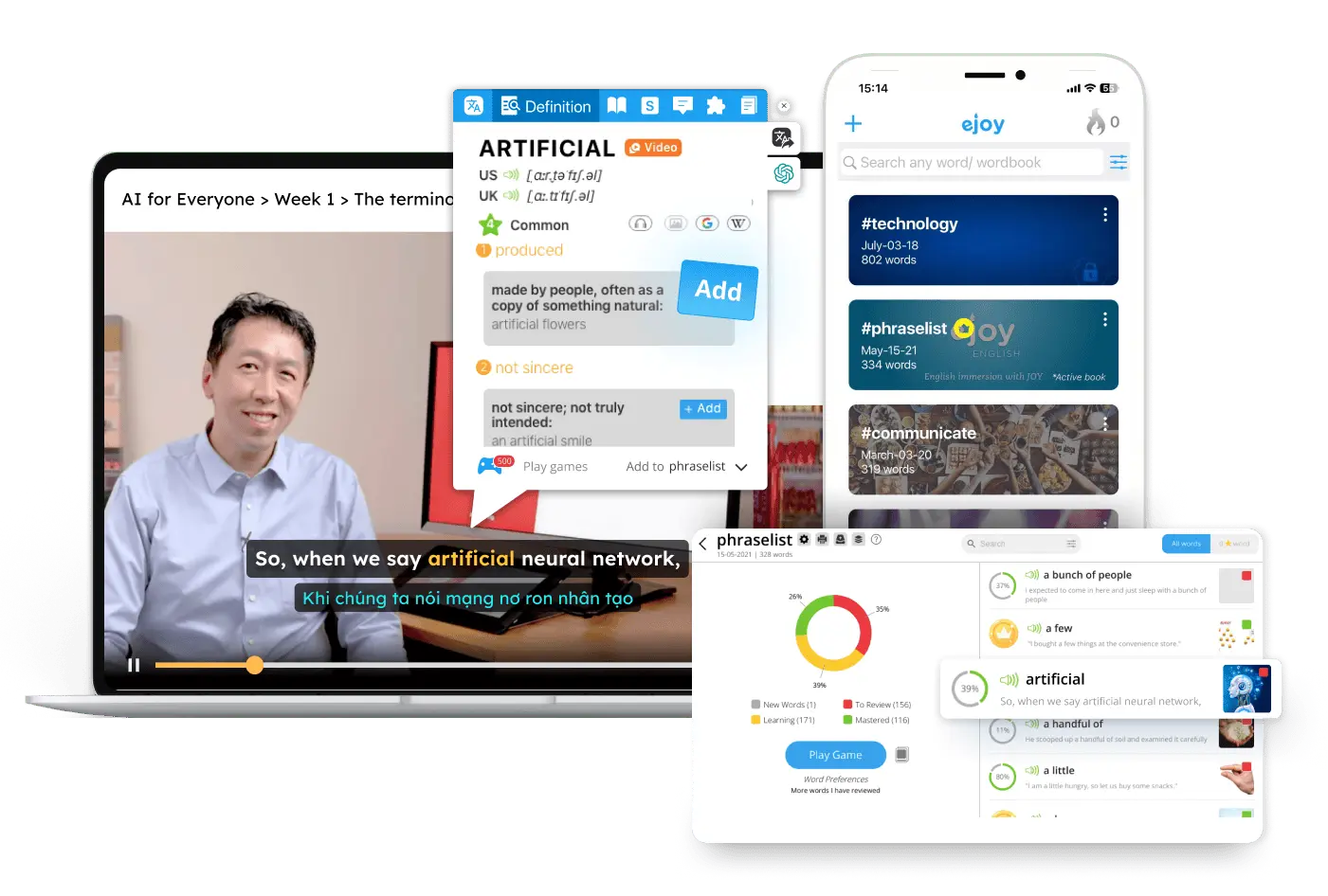 Tài khoản eJOY English Pro Plus 1 năm 8 eJOY English tính năng dịch video