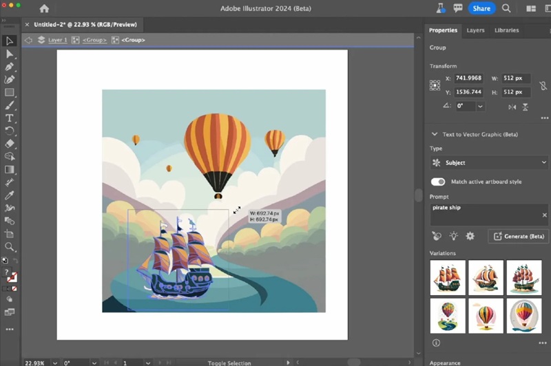 Tính năng mới Adobe Firefly tạo đồ họa vector chỉ từ mô tả văn bản