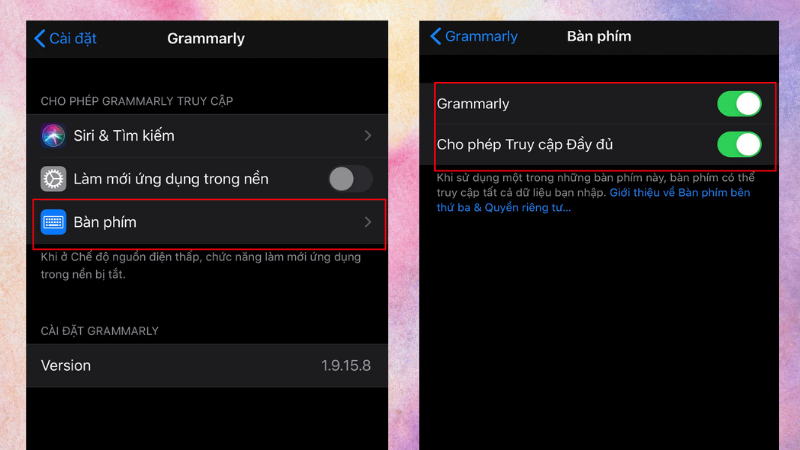 Cách cài và sử dụng Grammarly kiểm tra chính tả, kiểm tra ngữ pháp tiếng anh hiệu quả nhất 21 Bước 4: tìm đến ứng dụng Grammarly, chọn Bàn phím, sau đó bật Grammarly