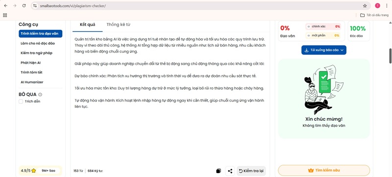 Top 12 công cụ & phần mềm check đạo văn miễn phí online tốt nhất hiện nay 9 Phần mềm check đạo văn Small SEO Tool hiệu quả, hỗ trợ tiếng Việt
