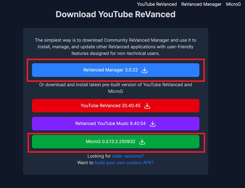 Sử dụng ReVanced Manager để tải và cài đặt YouTube ReVanced