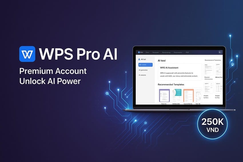 Banner khi sử dụng Wps pro AI Giới thiệu tài khoản WPS Pro AI giá rẻ