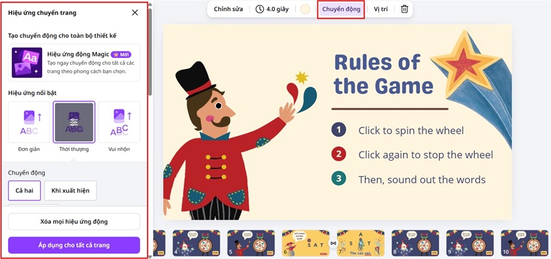 4 Cách làm vòng quay may mắn trên Canva, PowerPoint đơn giản, miễn phí 12 Thêm chuyển động cho vòng quay may mắn