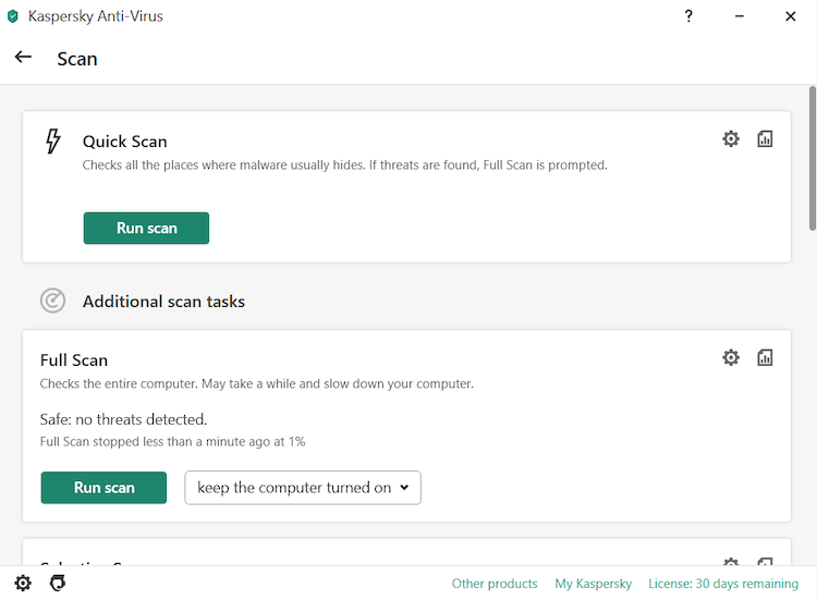 TÍnh năng Scan của Kaspersky TÍnh năng Scan của Kaspersky