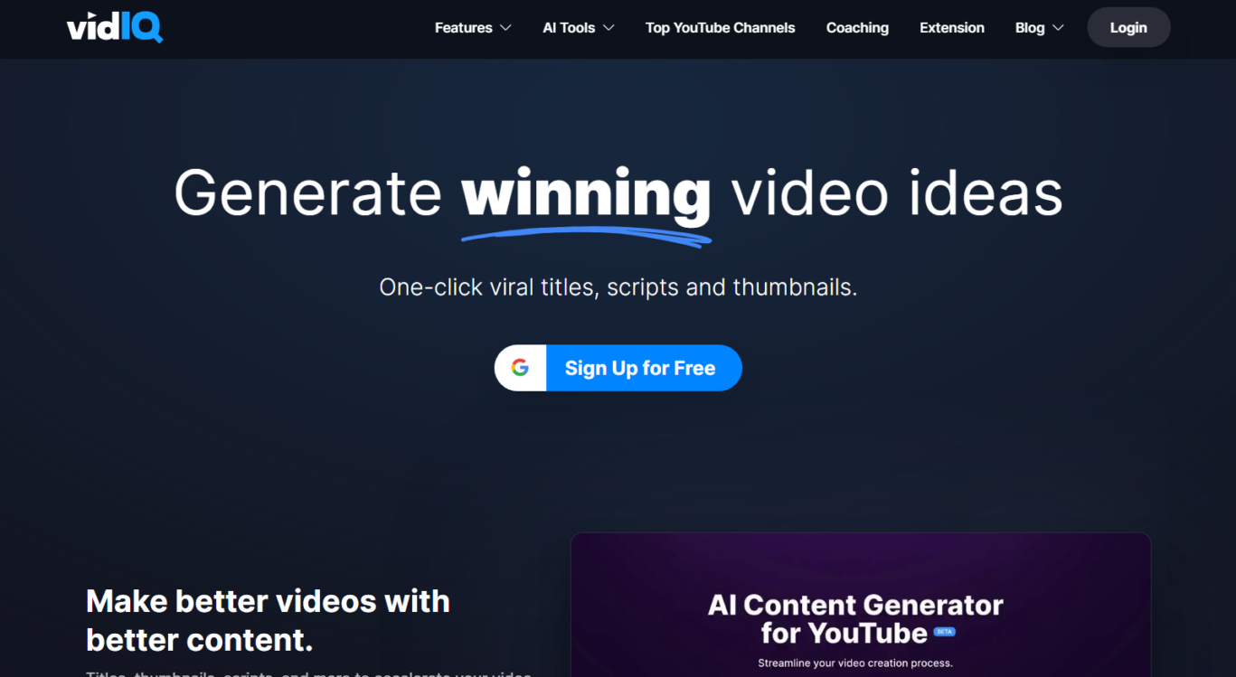 giao diện vidIQ Boost giao diện vidIQ Boost