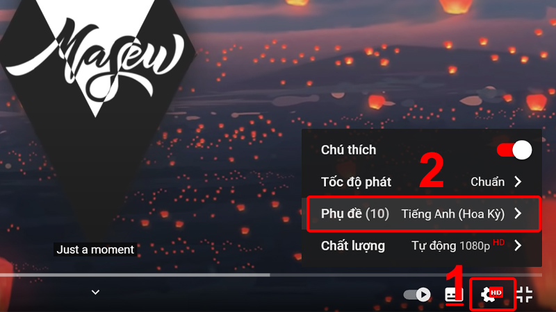 3 Cách bật/tắt và tùy chỉnh phụ đề tiếng việt trên Youtube chi tiết từ A đến Z 26 nhấn vào biểu tượng Cài đặt (hình bánh răng)